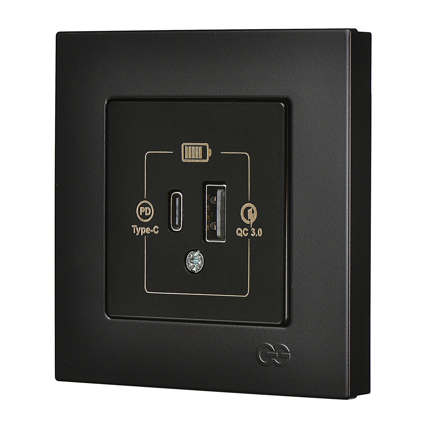 Günsan Eqona Metalik Siyah Şarj Prizi 20W QC3.0 PD Type-C + USB Çift Çıkışlı