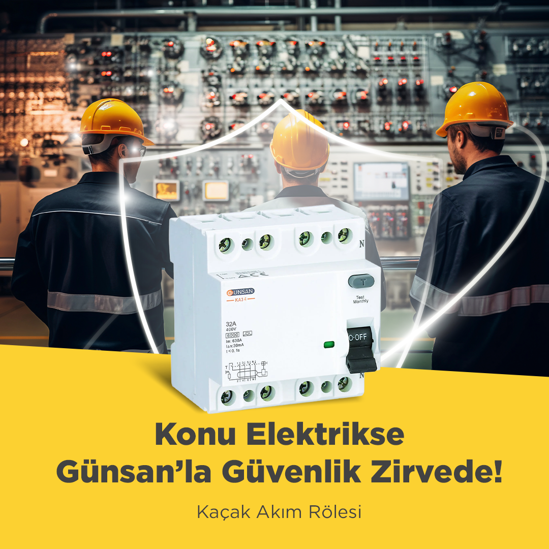Günsan Valta Kaçak Akım Rölesi AC Tip 6kA 30mA 32A 3 Kutup + Nötr