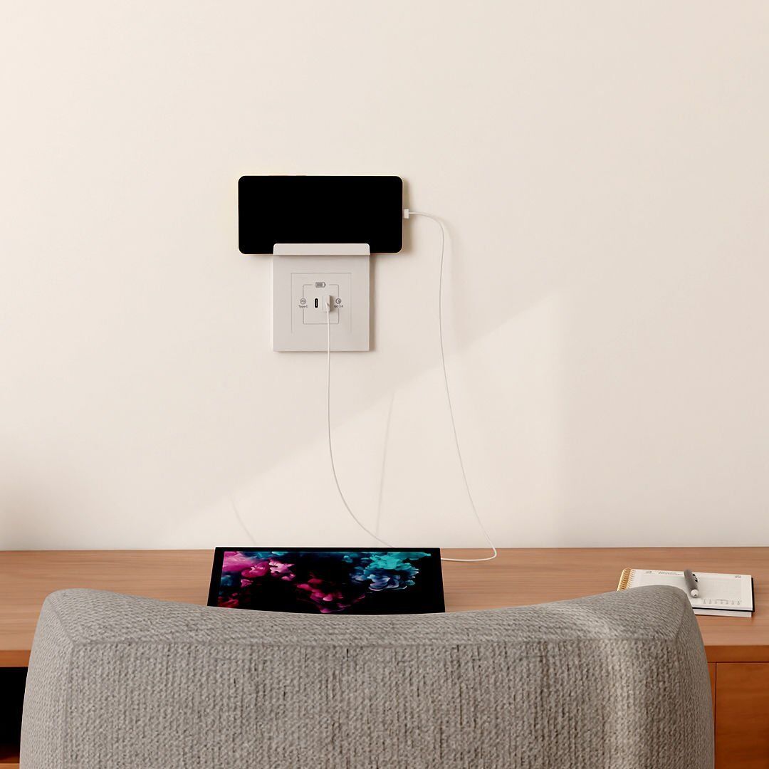 Günsan Eqona Fildişi Beyaz Pratik Telefon Tutucu Şarj Prizi 20W QC3.0 PD Type-C + USB Çift Çıkışlı