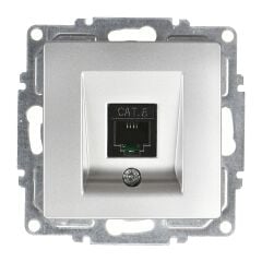 Günsan Visage Gümüş Tekli Data Prizi (RJ45 Cat6) Mekanizma