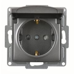 Günsan Visage Füme Çocuk Korumalı Kapaklı Topraklı Priz Mekanizma