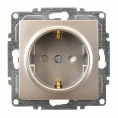 Günsan Visage Metalik Bej Çocuk Korumalı Topraklı Priz Mekanizma