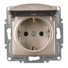 Günsan Visage Metalik Bej Kapaklı Topraklı Priz Mekanizma