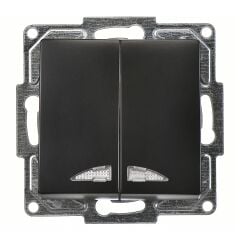 Günsan Visage Metalik Siyah Işıklı Komütatör Mekanizma