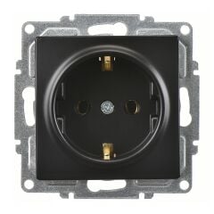 Günsan Visage Metalik Siyah Topraklı Priz Mekanizma