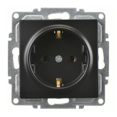 Günsan Visage Metalik Siyah Topraklı Priz Mekanizma