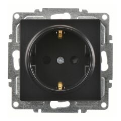 Günsan Visage Metalik Siyah Çocuk Korumalı Topraklı Priz Mekanizma