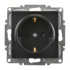 Günsan Visage Metalik Siyah Çocuk Korumalı Topraklı Priz Mekanizma