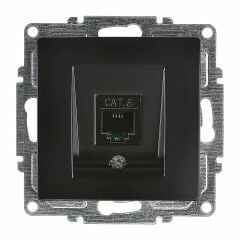 Günsan Visage Metalik Siyah Tekli Data Prizi (RJ45 Cat6) Mekanizma