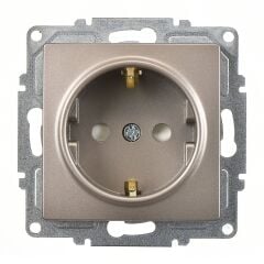 Günsan Visage Mocha Çocuk Korumalı Topraklı Priz Mekanizma