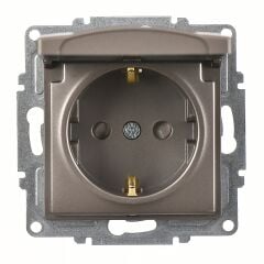 Günsan Visage Mocha Çocuk Korumalı Kapaklı Topraklı Priz Mekanizma