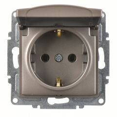 Günsan Visage Mocha Kapaklı Topraklı Priz Mekanizma