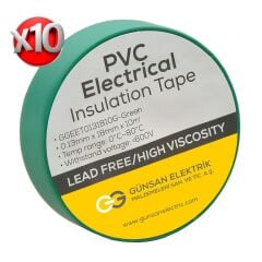 Günsan Yeşil Elektrik İzolasyon Bandı 10 Adet