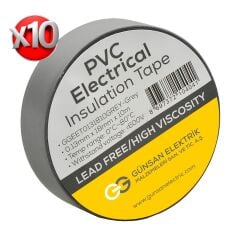 Günsan Gri Elektrik İzolasyon Bandı 10 Adet
