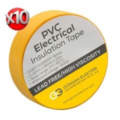 Günsan Sarı Elektrik İzolasyon Bandı 10 Adet