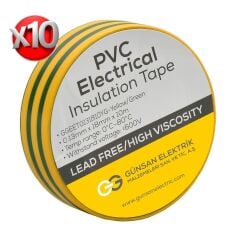 Günsan Sarı-Yeşil Elektrik İzolasyon Bandı 10 Adet