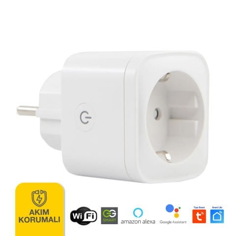 Günsan Wi-Fi Kontrollü Akım Korumalı Akıllı Priz 16A Tuya & Smart Life Destekli
