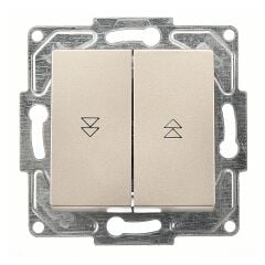 Günsan Eqona Metalik Bej Jaluzi Kumanda Anahtarı (İki Düğmeli) Mekanizma