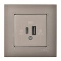 Günsan Eqona Mocha Şarj Prizi 20W QC3.0 PD Type-C + USB Çift Çıkışlı
