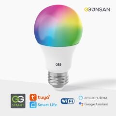 Günsan Akıllı Wifi LED Ampul RGB Çok Renkli Sesli Komut & Tuya & Smart Life Uyumlu (9W 2700K-6500K Ayarlanabilir)