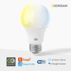Günsan Akıllı Wifi LED Ampul Beyaz Işık Tuya ve Smart Life Uygulama Destekli (9W 2700K-6500K Ayarlanabilir)