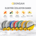Günsan Karışık Renk Elektrik İzolasyon Bandı - 18mm x 10 Metre - Güçlü Yapışkanlı - UV ve Neme Dayanıklı - Alev İletmez - 600V PVC İzole Elektrik Bandı  - 7 Renk