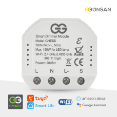 Günsan Akıllı WiFi Nötrlü Dimmer Röle 150W (Işık Ayarlı Anahtar Modülü) Tuya & Smart Life Uyumlu