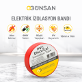 Günsan Tekli Elektrik İzolasyon Bandı - 18mm x 10 Metre - Güçlü Yapışkanlı - UV ve Neme Dayanıklı - Alev İletmez - 600V PVC İzole Elektrik Bandı  - Kırmızı (1 Adet)