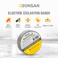 Günsan Tekli Elektrik İzolasyon Bandı - 18mm x 10 Metre - Güçlü Yapışkanlı - UV ve Neme Dayanıklı - Alev İletmez - 600V PVC İzole Elektrik Bandı  - Gri (1 Adet)