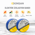 Günsan 2'li Elektrik İzolasyon Bandı - 18mm x 10 Metre - Güçlü Yapışkanlı - UV ve Neme Dayanıklı - Alev İletmez - 600V PVC İzole Elektrik Bandı  - Mavi (2 Adet)
