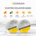 Günsan 2'li Elektrik İzolasyon Bandı - 18mm x 10 Metre - Güçlü Yapışkanlı - UV ve Neme Dayanıklı - Alev İletmez - 600V PVC İzole Elektrik Bandı  - Beyaz (2 Adet)