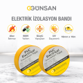 Günsan 2'li Elektrik İzolasyon Bandı - 18mm x 10 Metre - Güçlü Yapışkanlı - UV ve Neme Dayanıklı - Alev İletmez - 600V PVC İzole Elektrik Bandı  - Sarı (2 Adet)