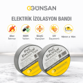 Günsan 2'li Elektrik İzolasyon Bandı - 18mm x 10 Metre - Güçlü Yapışkanlı - UV ve Neme Dayanıklı - Alev İletmez - 600V PVC İzole Elektrik Bandı  - Gri (2 Adet)
