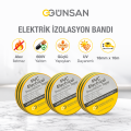 Günsan 3'lü Elektrik İzolasyon Bandı - 18mm x 10 Metre - Güçlü Yapışkanlı - UV ve Neme Dayanıklı - Alev İletmez - 600V PVC İzole Elektrik Bandı  - Sarı - Yeşil (3 Adet)