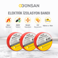 Günsan 3'lü Elektrik İzolasyon Bandı - 18mm x 10 Metre - Güçlü Yapışkanlı - UV ve Neme Dayanıklı - Alev İletmez - 600V PVC İzole Elektrik Bandı  - Kırmızı (3 Adet)