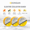 Günsan 3'lü Elektrik İzolasyon Bandı - 18mm x 10 Metre - Güçlü Yapışkanlı - UV ve Neme Dayanıklı - Alev İletmez - 600V PVC İzole Elektrik Bandı  - Sarı (3 Adet)