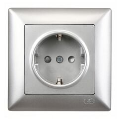 Günsan Visage Gümüş Çocuk Korumalı Topraklı Priz