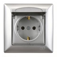 Günsan Visage Gümüş Kapaklı Topraklı Priz