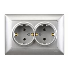 Günsan Visage Gümüş İkili Topraklı Priz