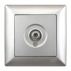 Günsan Visage Gümüş Tekli Uydu Prizi F Konnektörlü (Geçişli-Sonlu)