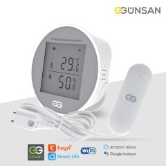 Günsan Akıllı Wifi Sıcaklık & Nem Sensörü + Akıllı Wifi Su Kaçağı Dedektörü (Kablolu) Tuya & Smart Life Uyumlu