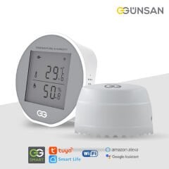 Günsan Akıllı Wifi Sıcaklık & Nem Sensörü + Akıllı Wifi Su Kaçağı Dedektörü (Zemin) Tuya & Smart Life Uyumlu