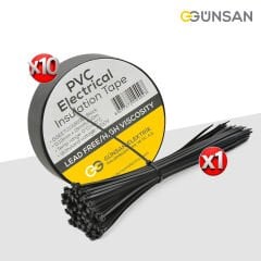 Günsan Gri 10'lu Elektrik İzolasyon Bandı + Siyah 100'lü Kablo Bağı (15cm x 3.5mm)