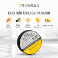 Günsan Tekli Elektrik İzolasyon Bandı - 18mm x 10 Metre - Güçlü Yapışkanlı - UV ve Neme Dayanıklı - Alev İletmez - 600V PVC İzole Elektrik Bandı  - Siyah (1 Adet)