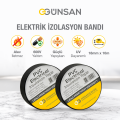 Günsan 2'li Elektrik İzolasyon Bandı - 18mm x 10 Metre - Güçlü Yapışkanlı - UV ve Neme Dayanıklı - Alev İletmez - 600V PVC İzole Elektrik Bandı  - Siyah (2 Adet)