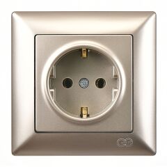 Günsan Visage Metalik Bej Topraklı Priz