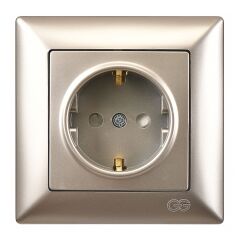 Günsan Visage Metalik Bej Çocuk Korumalı Topraklı Priz