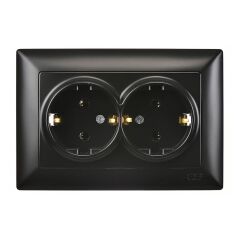 Günsan Visage Metalik Siyah İkili Topraklı Priz