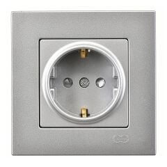 Günsan Eqona Gümüş Çocuk Korumalı Topraklı Priz