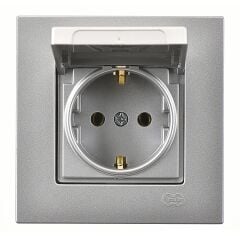 Günsan Eqona Gümüş Kapaklı Topraklı Priz